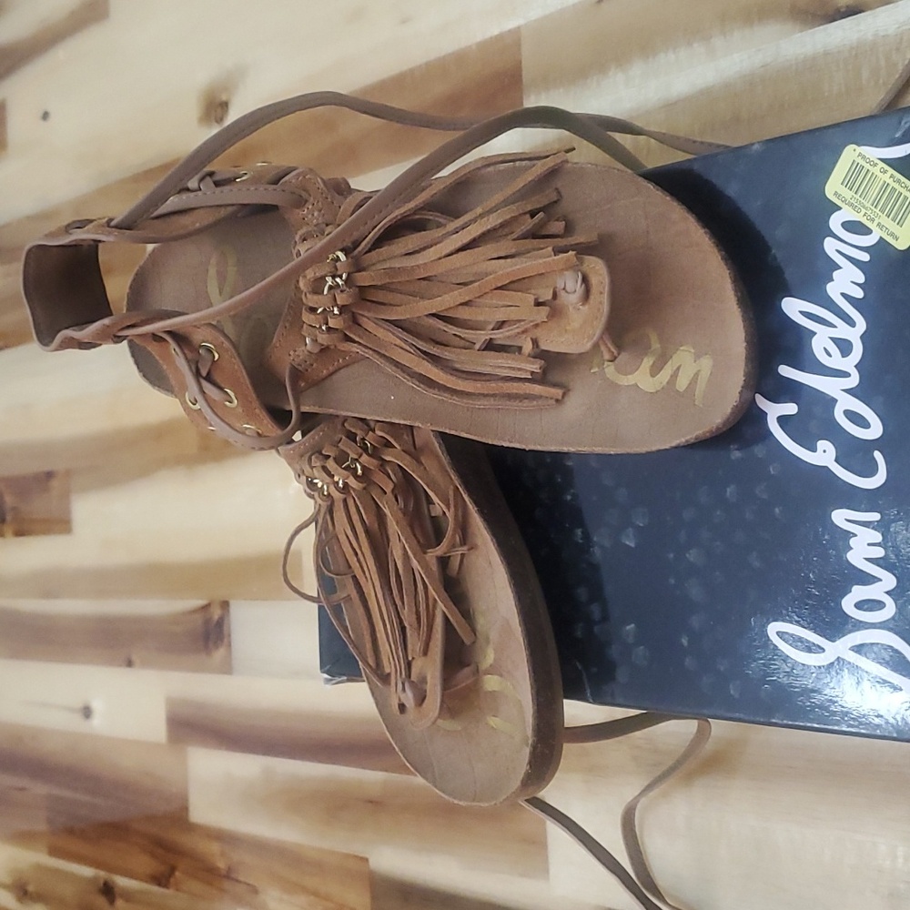 NIB Sam Edelman brown sueded leather Kyra scrappy sandal shoe sz 7.5